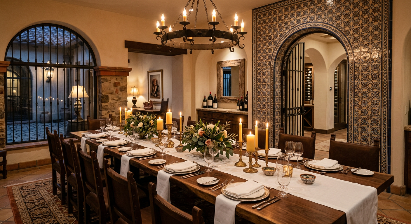 El Patio private dining room set for a celebration